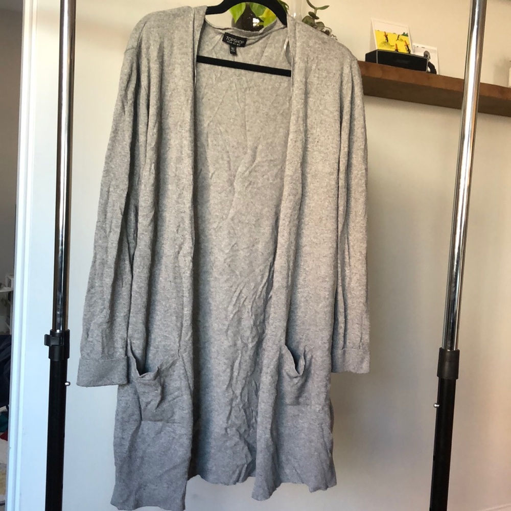 Topshop Long Grey Cardigan